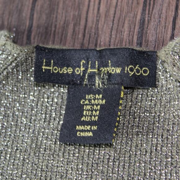 House of Harlow 1960 Sparkle Long Sleeve Bodice Top Sweater Disco Goth Medium - Picture 4 of 13